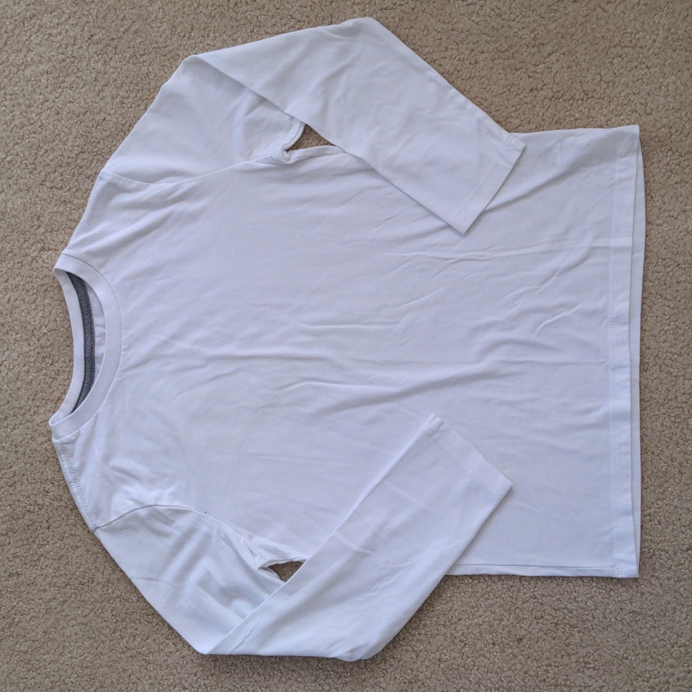 Boys Old Navy White Long Sleeve T-Shirt (Size 10-12)